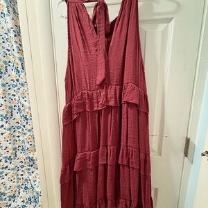 Chic Sleeveless Burgundy Maxi Dress